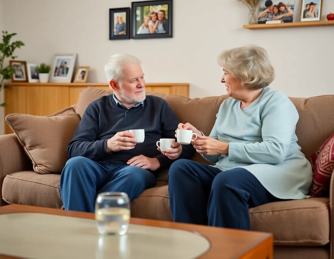 Companion sharing tea and conversation